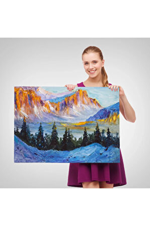 Rusya Karlı Dağları Manzarası Duvar Tablosu-1235