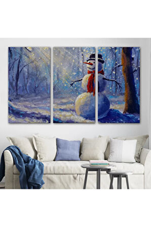 Ormanında Güneş Işınlarıyla Aydınlatılan Kardanadam Tablosu-1239