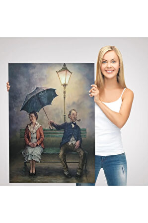 Yağmur Altındaki Küs Sevgililer Dekoratif Duvar Tablosu-6223