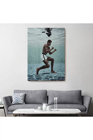 Su Altında Antreman Yapan Boksor Muhammet Ali Duvar Tablosu-6234