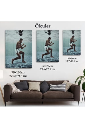Su Altında Antreman Yapan Boksor Muhammet Ali Duvar Tablosu-6234