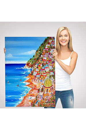 İtalya La Bella Positano Amalfi Sahili Duvar Tablosu-6237