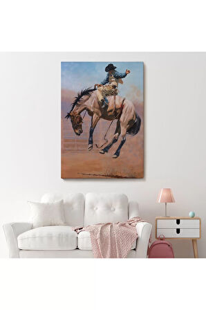 Zıplayan Atı İle Kovboy Tablosu-6249