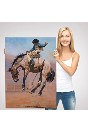 Zıplayan Atı İle Kovboy Tablosu-6249