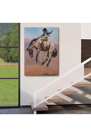 Zıplayan Atı İle Kovboy Tablosu-6249