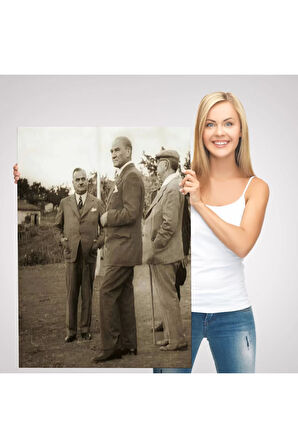 Atatürk, Celal Bayar, Ve Kılıç Ali İle Muhafız Alayında Denetlemelerde Bulunurken Tablo-6259