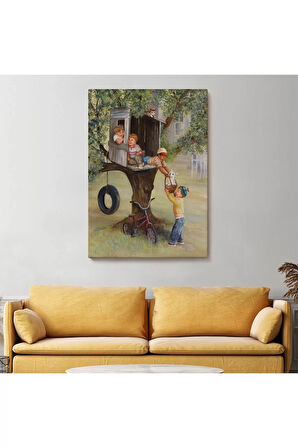 Dianne Dengel Ağaç Ev'de Oynayan Çocuklar Tablosu-6262