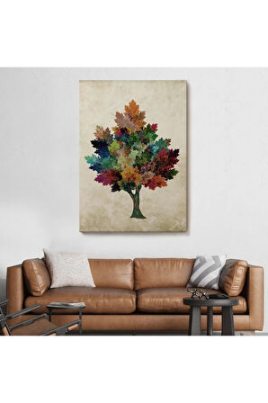 Renkli Çınar Ağacı Duvar Tablosu-6267