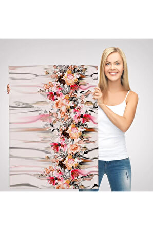 Renkli Çiçek Desenli Dekoratif Duvar Tablosu-6282
