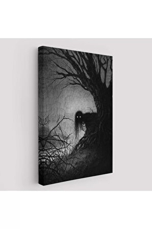 Karanlık İçindeki Korkunç Bir Çift Göz Tablosu-6288