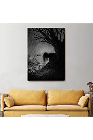 Karanlık İçindeki Korkunç Bir Çift Göz Tablosu-6288