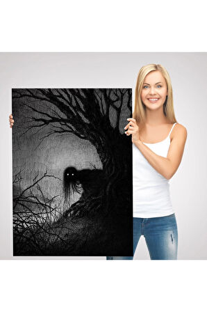 Karanlık İçindeki Korkunç Bir Çift Göz Tablosu-6288