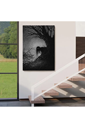 Karanlık İçindeki Korkunç Bir Çift Göz Tablosu-6288