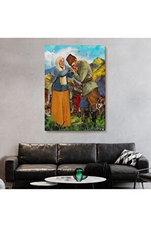 Atatürk Annesi Zübeyde Hanımın Elini Öperken Duvar Tablosu-6302