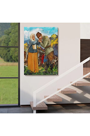 Atatürk Annesi Zübeyde Hanımın Elini Öperken Duvar Tablosu-6302