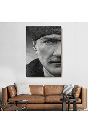 Mustafa Kemal Atatürk Siyah Beyaz Tablosu-6303