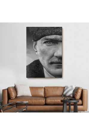 Mustafa Kemal Atatürk Siyah Beyaz Tablosu-6303
