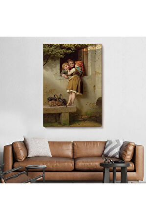 Pencerede Sohbet Eden Çocuklar Tablosu, Johann Georg Meyer Von Bremen-6305