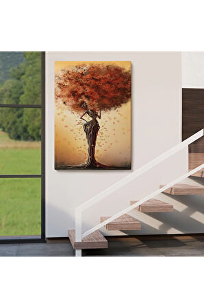 Yaprak Saçlı Afrikalı Ağaç Kadın Duvar Tablosu-6313