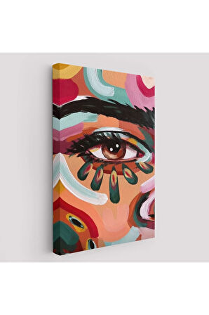 Renkli Yağlıboya Görünümlü Kadın Tablosu-6321