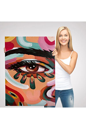 Renkli Yağlıboya Görünümlü Kadın Tablosu-6321