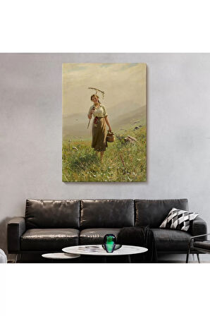 Çayırda Yüreyen Köylü Kızı Duvar Tablosu-6324