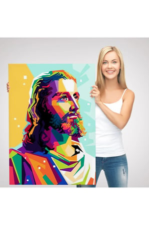 Renkli İsa Mesih Duvar Tablosu, Jesus Christ-6343