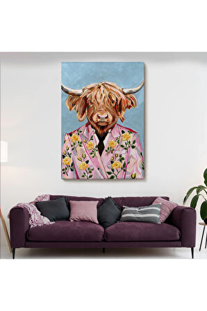 Pembe Ceketli Boğa Duvar Tablosu-6350