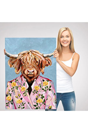 Pembe Ceketli Boğa Duvar Tablosu-6350