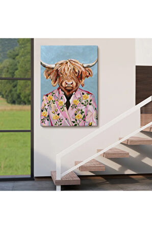 Pembe Ceketli Boğa Duvar Tablosu-6350