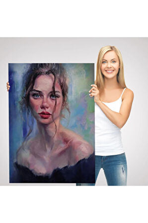 Renkli Gözlü Güzel Kadın Dekoratif Duvar Tablosu-6368