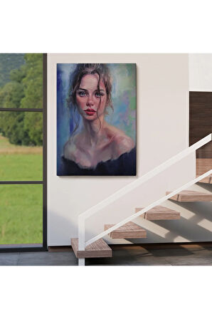 Renkli Gözlü Güzel Kadın Dekoratif Duvar Tablosu-6368