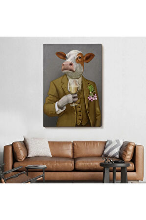 İnsan Kıyafetli Dana Dekoratif Duvar Tablosu -6375
