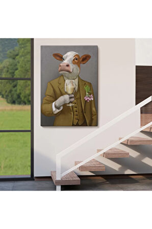 İnsan Kıyafetli Dana Dekoratif Duvar Tablosu -6375