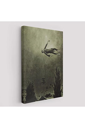 Franz Sedlacek Ağaçlar Üstündeki Hayalet Duvar Tablosu  Witches Halloween -6381