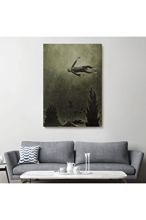 Franz Sedlacek Ağaçlar Üstündeki Hayalet Duvar Tablosu  Witches Halloween -6381