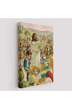 Rab İsa Binlerce Kişiyi Birkaç Ekmek Ve Balıkla Doyuruyor Tablo Jesus Christ -6386