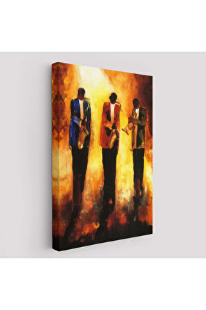 Saksafon Çalan Müzik Grubu Dekoratif Duvar Tablosu-6422