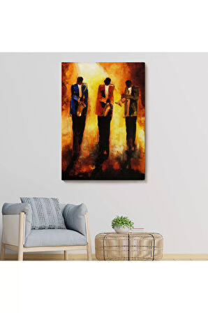 Saksafon Çalan Müzik Grubu Dekoratif Duvar Tablosu-6422