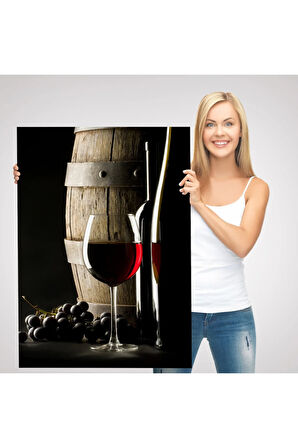 Üzüm Şarabı Ve Fıçısı Dekoratif Duvar Tablosu-6436