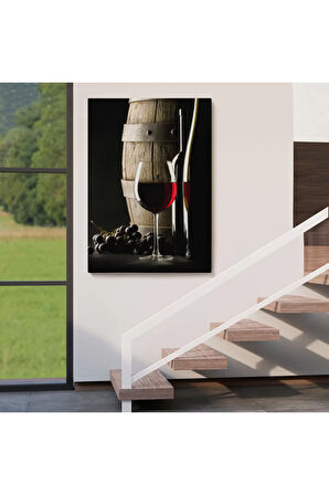 Üzüm Şarabı Ve Fıçısı Dekoratif Duvar Tablosu-6436