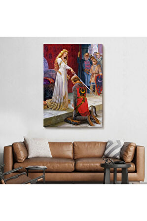 The Accolade - Edmund Blair Leighton Şövalyenin Kraliçeye Sadakat Tablosu-6460