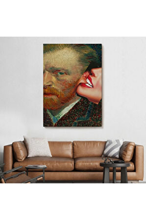 Vincent Van Gogh Kulağını Isıran Kadın Pop Art Tablo-6486