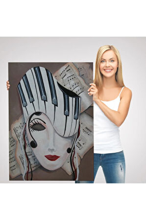 Müzik Notaları Ve Kadın Sürreal Tablosu-6489