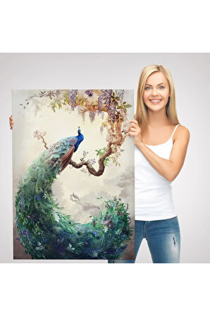 Daldaki Tavuz Kuşu  Dekoratif Duvar Tablosu-6494