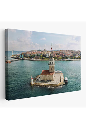 Kızkulesi Ve Üsküdar Kuşbakışı Manzarası Dekoratif Kanvas Tablo-6509