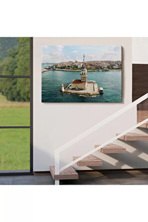 Kızkulesi Ve Üsküdar Kuşbakışı Manzarası Dekoratif Kanvas Tablo-6509