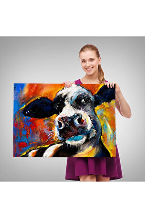 İnek Portresi Modern Sanat Dekoratif Kanvas Duvar Tablo-6521