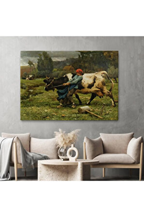İneği  Çeken Köylü Kızı Duvar Tablosu-6522