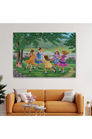 Bahçede Oynayan Kız Çocukları Tablosu-6532